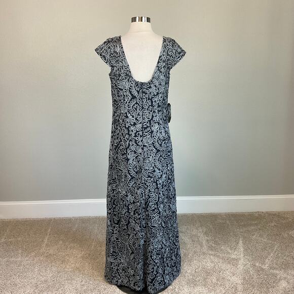 JS Collections Embroidered Lace Short Sleeve Evening Gown Blue Size 8 Dress - Picture 6 of 10